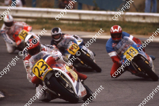 1983 MC SA GP 500 19 Wolfgang von Murat Suzuki 15 Sergio Pellandini Suzuki 18 Leandro Becheroni Suzuki 23 Fabio Billotti Honda (permission Roger Swan)