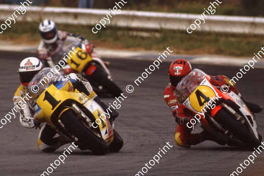 1983 MC SA GP 500 1 Uncini Suzuki 4 Roberts Yamaha 16 Paci Honda  (permission Roger Swan)