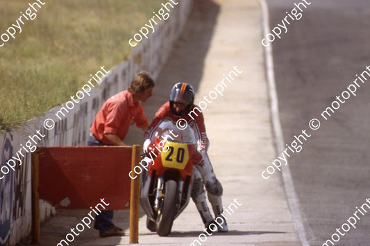 1983 MC SA GP 500 20 Jon Ekerold Cagiva stopped Clubhouse  (permission Roger Swan)