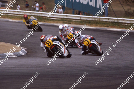 1983 MC SA GP 500 8 Katayama 3  Spencer 5 Lucchinelli Hondas 6 Mamola Suzuki  (permission Roger Swan)