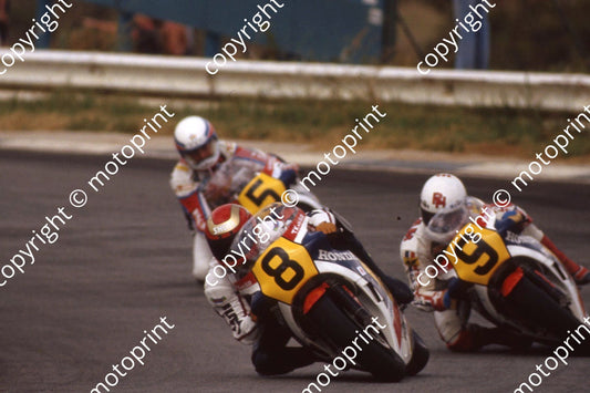 1983 MC SA GP 500 8 Katayama 9  Haslam 5 Lucchinelli Hondas  (permission Roger Swan)