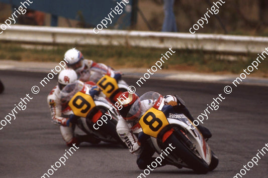 1983 MC SA GP 500 9 Haslam 8 Katayama 5 Lucchinelli Hondas  (permission Roger Swan)