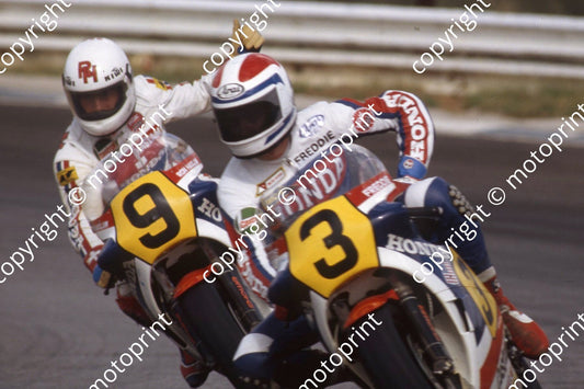 1983 MC SA GP 500 9 R Haslam 3 F Spencer Hondas  (permission Roger Swan)