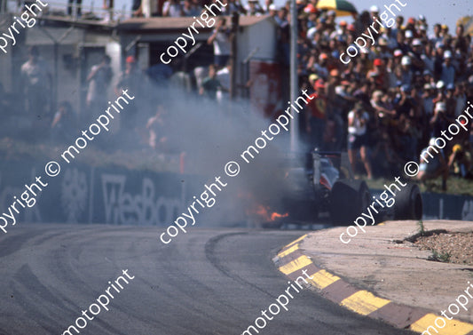 1983 SS SA GP 36 Bruno Giacomelli Toleman TG183B retiring Hart engine blown at Leeukop  (Colin Watling Photographic) (4)
