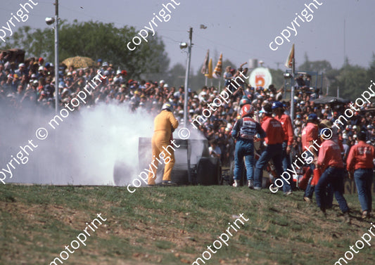 1983 SS SA GP 36 Bruno Giacomelli Toleman TG183B retiring Hart engine blown at Leeukop  (Colin Watling Photographic) (5)