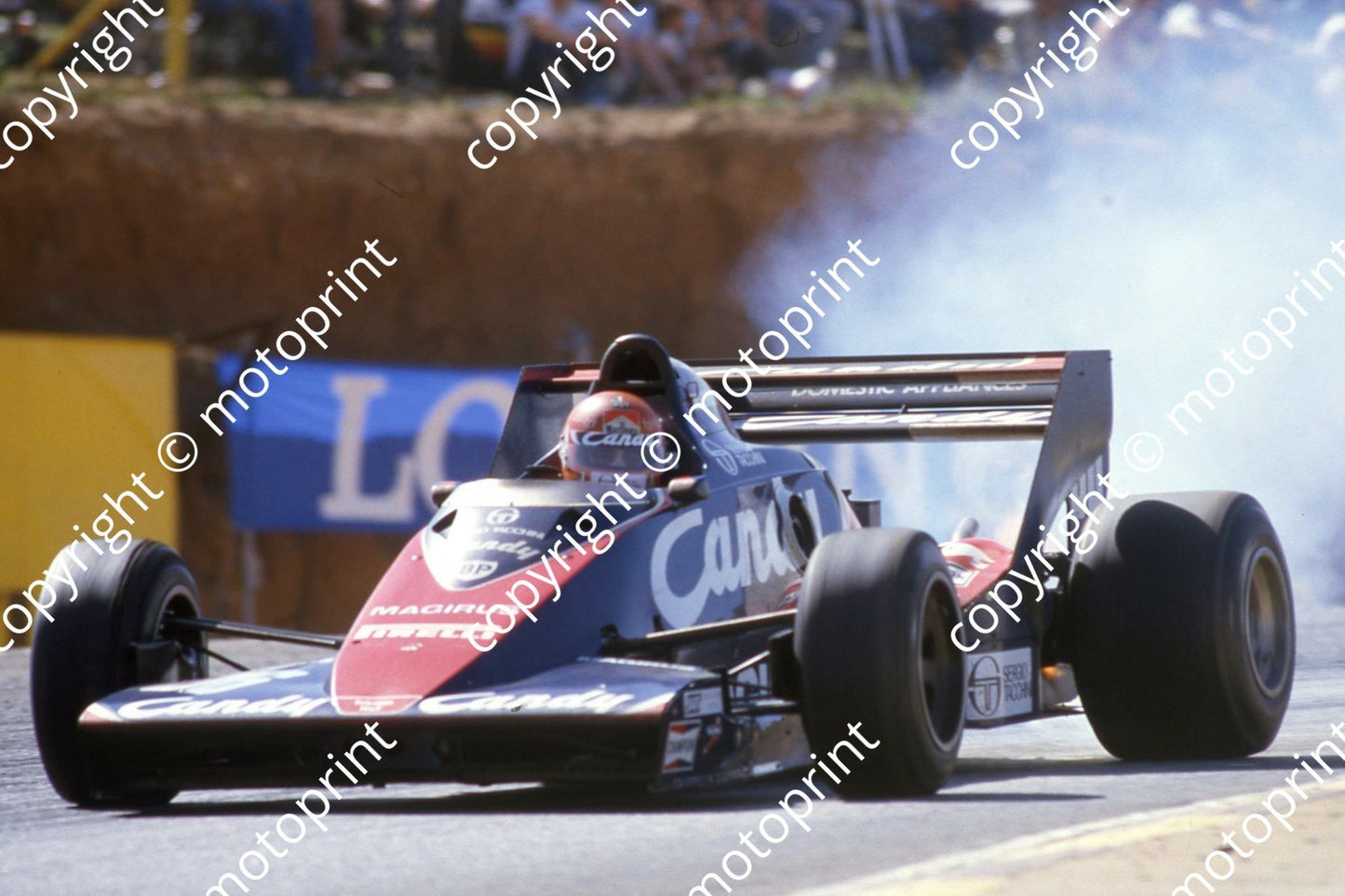 1983 SS SA GP 36 Bruno Giacomelli Toleman TG183 Hart engine blown (Courtesy Roger Swan) (2)