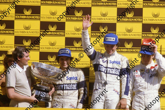 1983 SS SA GP podium Nelson Piquet, Riccardo Patrese Andrea de Cesaris (Courtesy Roger Swan) 599