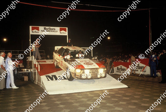 1983 Safari 10 Vic Preston jnr, John Lyall Audi Quattro A1 night restart off ramp (courtesy Roger Swan) (657)