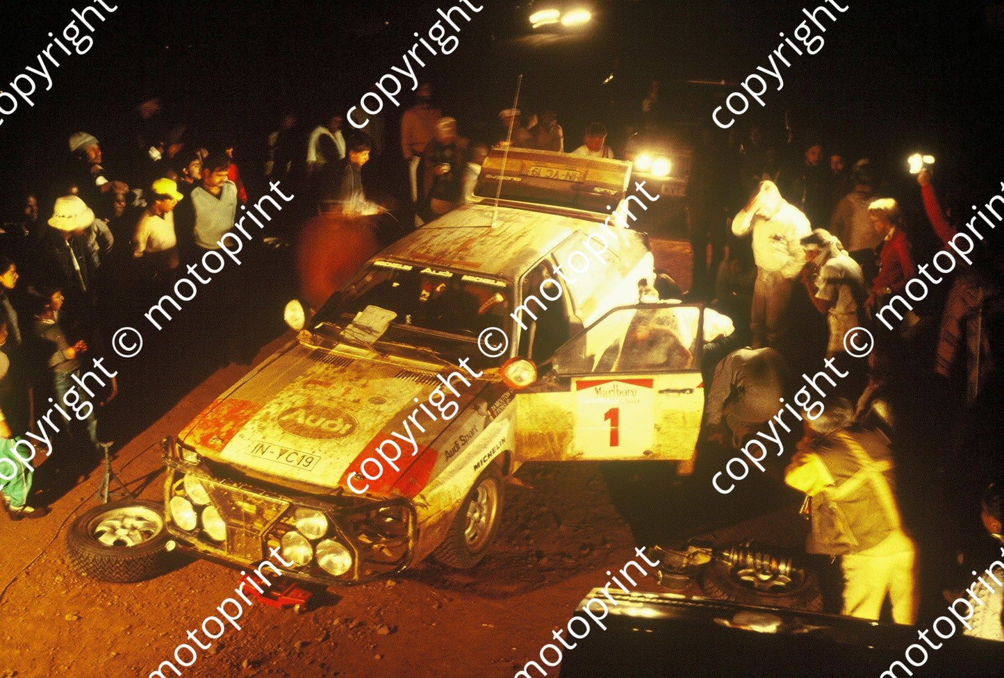 1983 Safari 1 Michele Mouton, Fabrizia Pons Audi Quattro A1 night service (courtesy Roger Swan) (18)