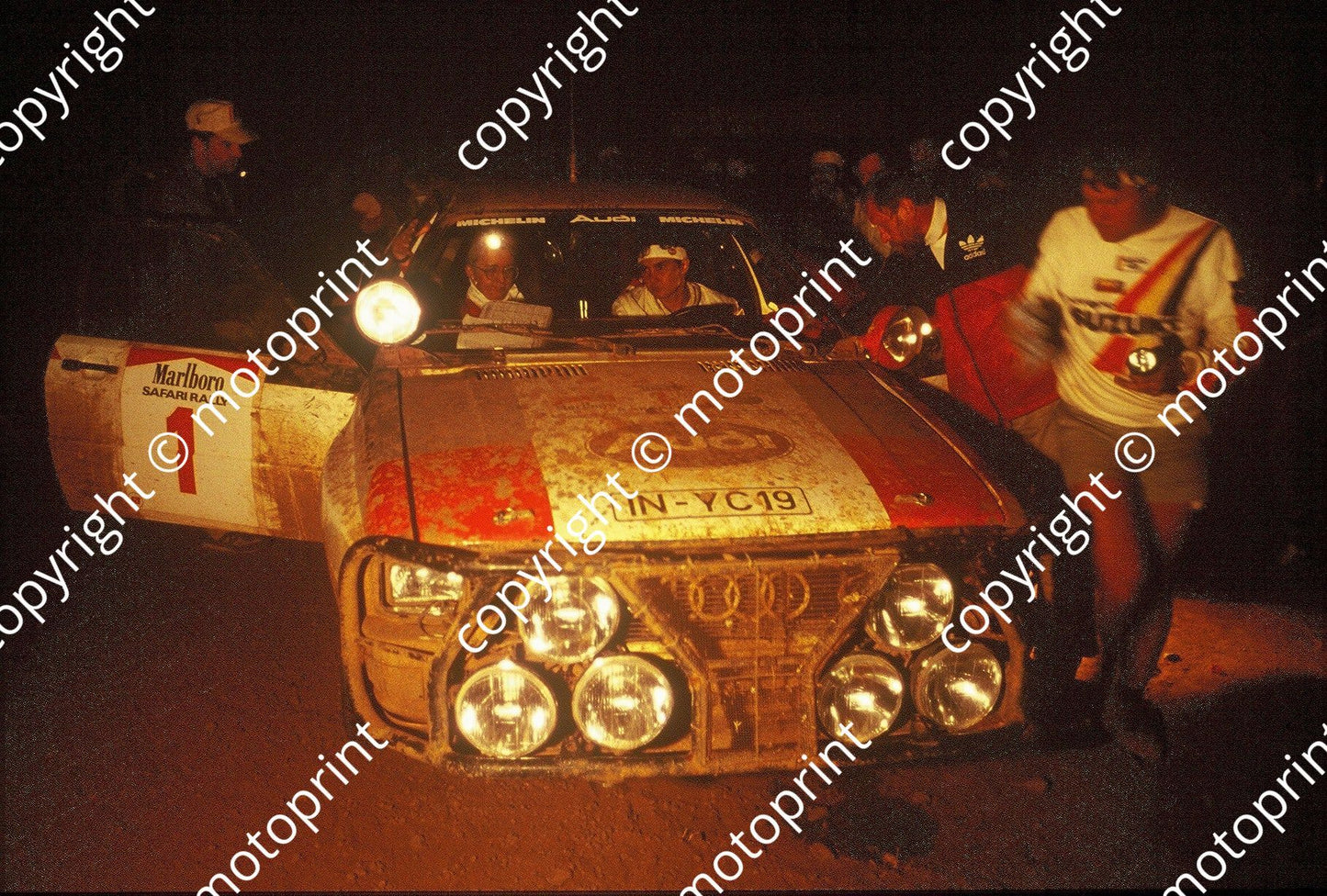 1983 Safari 1 Michele Mouton, Fabrizia Pons Audi Quattro A1 night service (courtesy Roger Swan) (37)