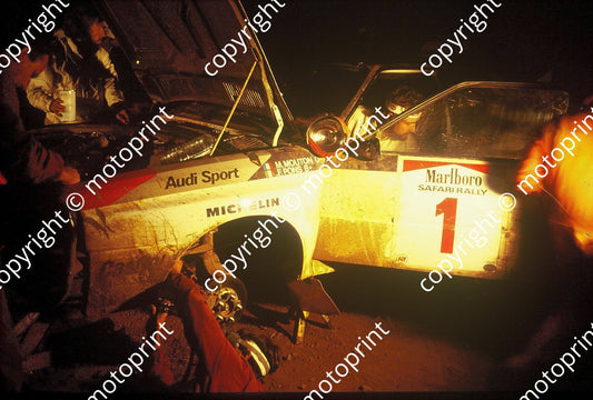 1983 Safari 1 Michele Mouton, Fabrizia Pons Audi Quattro A1 night service (courtesy Roger Swan) (4)