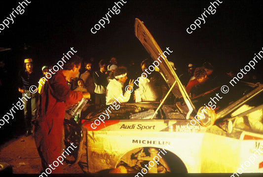 1983 Safari 1 Michele Mouton, Fabrizia Pons Audi Quattro A1 night service (courtesy Roger Swan) (5)