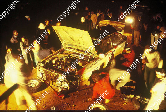 1983 Safari 1 Michele Mouton, Fabrizia Pons Audi Quattro A1 night service (courtesy Roger Swan) (6)