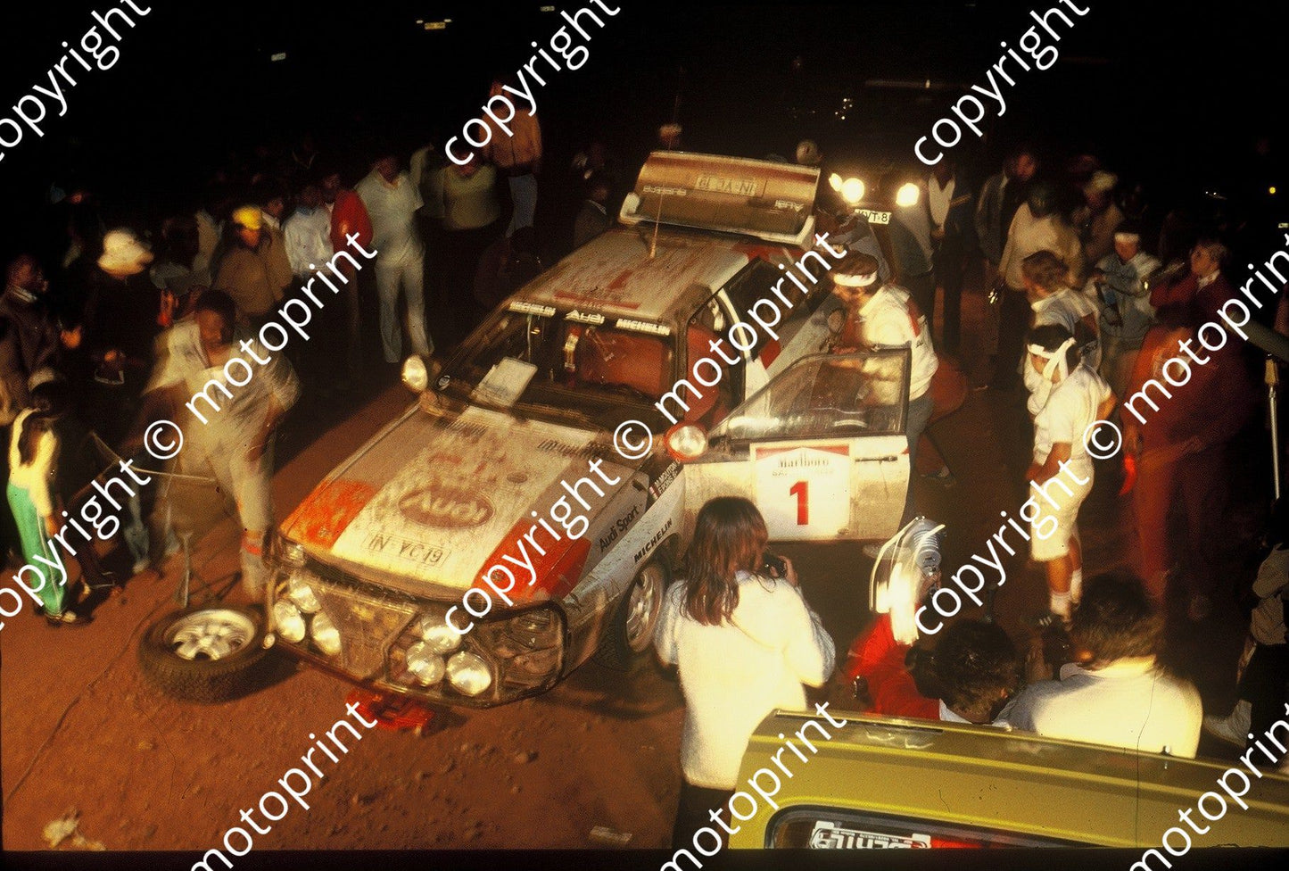 1983 Safari 1 Michele Mouton, Fabrizia Pons Audi Quattro A1 night service not sharp (courtesy Roger Swan) (38)
