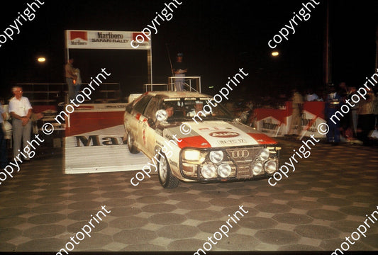1983 Safari 6 Hannu Mikkola, Arne Hertz Audi Quattro A1 night restart off ramp (courtesy Roger Swan) (660)