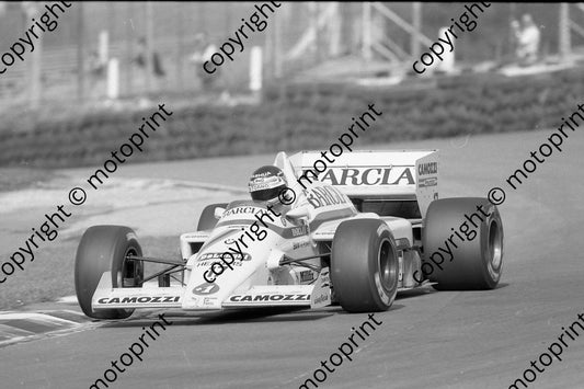1985 Brands European GP 17 Gerhard Berger Arrows BMW A8 BOUTSEN IN CAR CHECK HELMET (Colin Watling Photographic) (152)