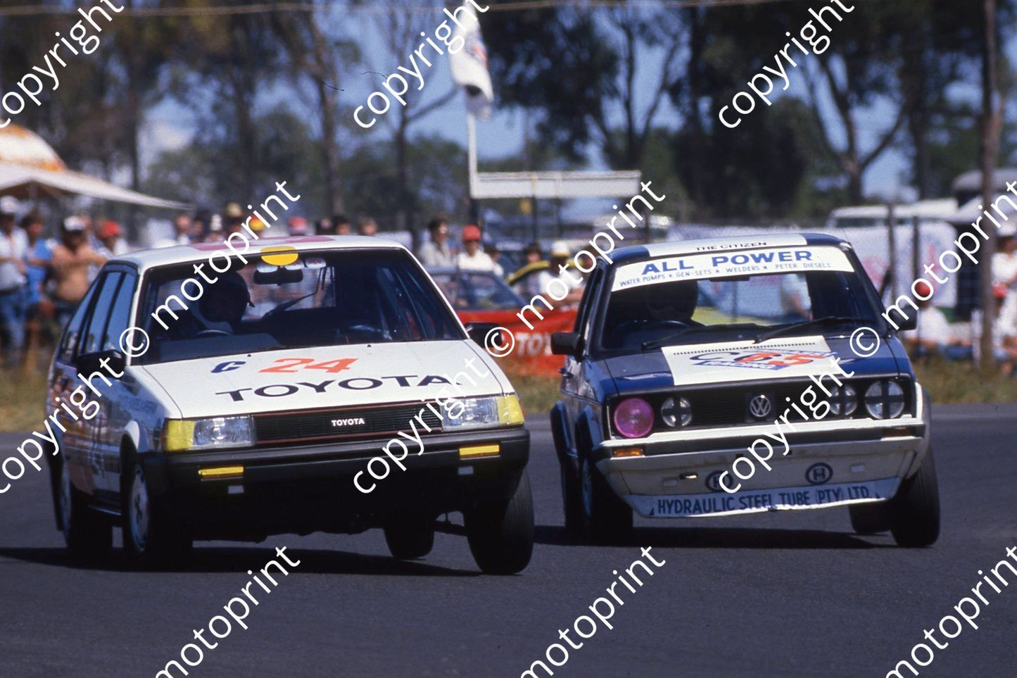 1985 Castrol 6 hr Nov 15  Golf GTi Terry Moss Rodney Timm_ 24 Corolla Avanti Andrews DE Waal (courtesy Roger Swan) (3)
