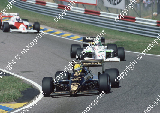1985 Dutch GP 12 Ayrton Senna Lotus Renault 97T, Fabi Toleman, Prost McLaren (Colin Watling Photographic) (8)