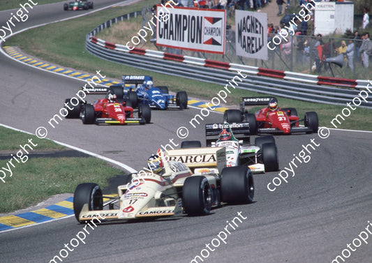 1985 Dutch GP 17 Berger Arrows 20 Ghinzani Toleman 27 Alboreto Ferrari 28 Johansson Ferrari 25 De Cesaris Ligier (Colin Watling Photographic)
