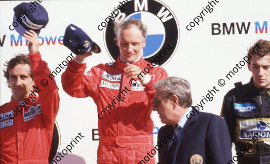 1985 Dutch GP Alain Prost 2nd, Niki Lauda 1st, Ayrton Senna 3rd (Colin Watling Photographic) (19a) (2)