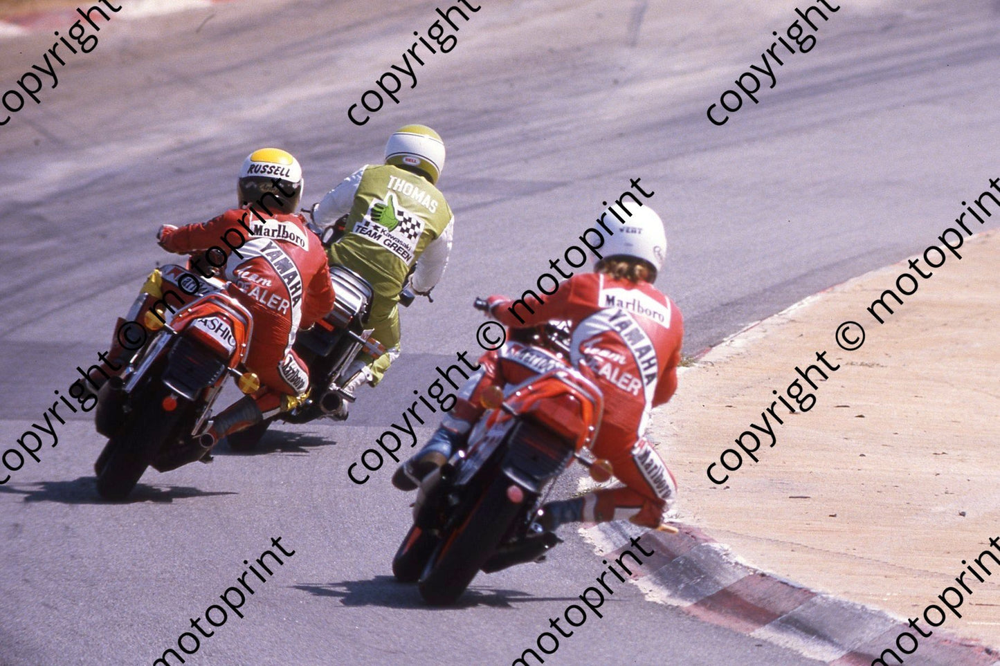 1985 Kya James Thomas, centre Jamie Thomas Kawasaki, Russell Wood (courtesy Roger Swan) (18)