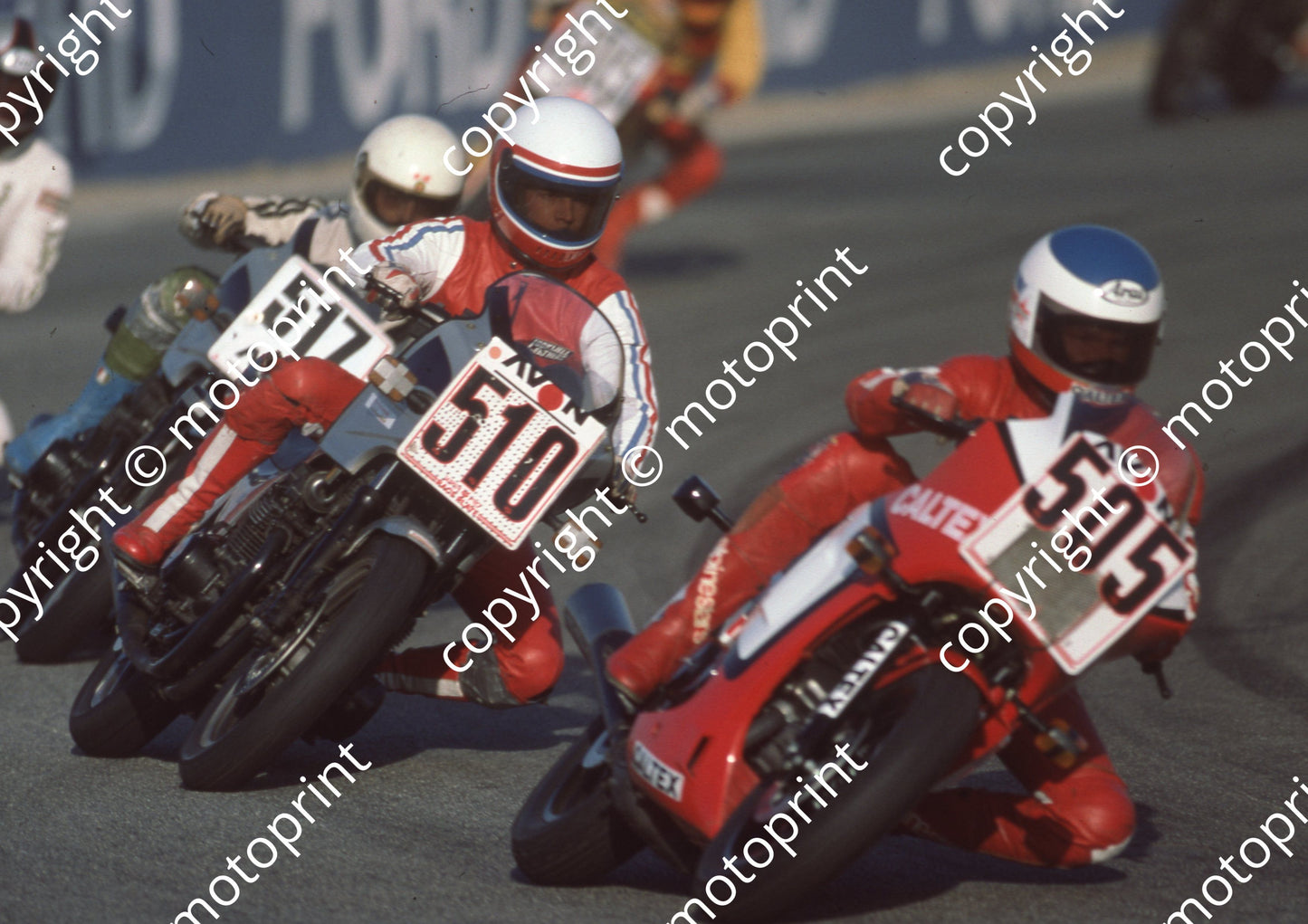 1985 Kya MC 505 Rob Petersen Honda 510 Cobie Els Kawasaki 517 J Zacharioudakis Kawasaki  (Colin Watling Photographic) 322 (93) - Copy