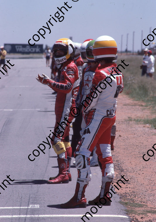 1986 Welkom 3 hr MC Dave Petersen, Dave Estment (grren helmet), Russell Wood (Colin Watling Photographic) (6)