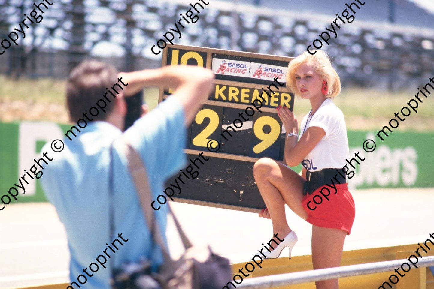 1987 Yellow Pages 10 pit board poser  for George Fouche, Volker Weidler Porsche 962 (courtesy Roger Swan)