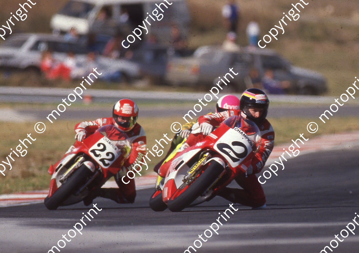 1989 Kya MC 22 Russell Wood 2 Wayne Doran Yamaha TZs (Colin Watling Photographic) (3)