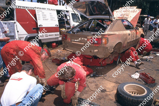 1990 Safari 6 Mikael Eriksson, Claes Billstam Celica GT4 road service (courtesy Roger Swan) (249)