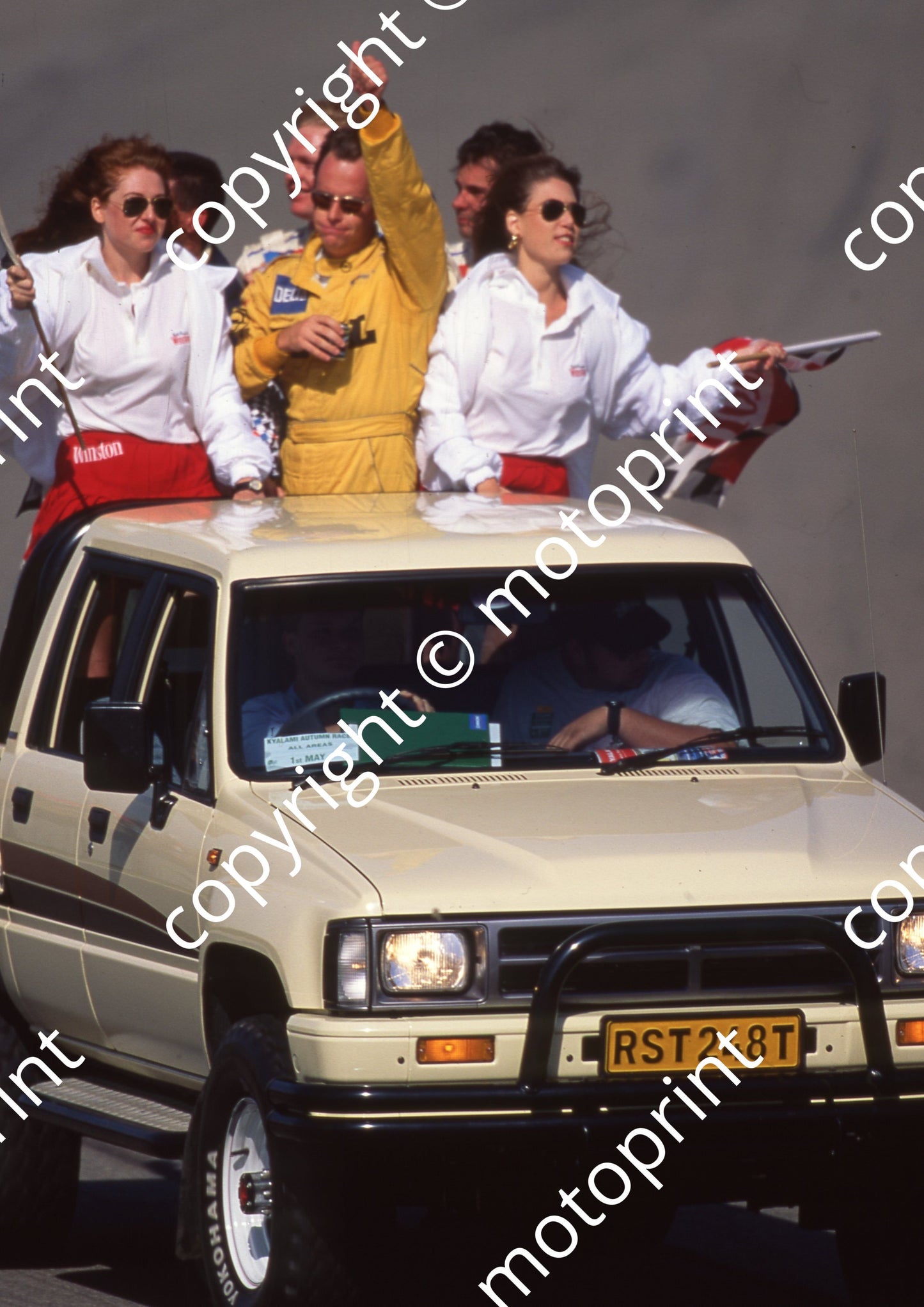 1993 Kya SATCAR 111 Mike Briggs victory lap on Toyota (Watling Photogr)