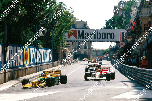 1993 Monaco GP Michael Schumacher Benetton Ford 193B, Ayrton Senna McLaren, Damon Hill Williams  1993