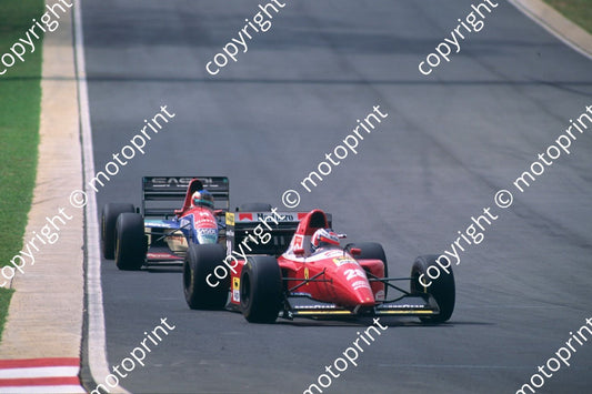1993 SA GP 28 Gerhard Berger Ferrari F93A_ 14 Rubens Barrichello Jordan Jordan Hart 193 (courtesy Roger Swan)  (15)