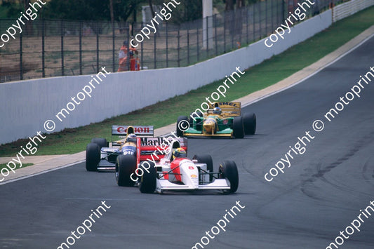1993 SA GP 8 Senna McLaren MP4-8_ 2  Prost Williams FW15c 5 Schumacher Benetton B193a (courtesy Roger Swan) (1)