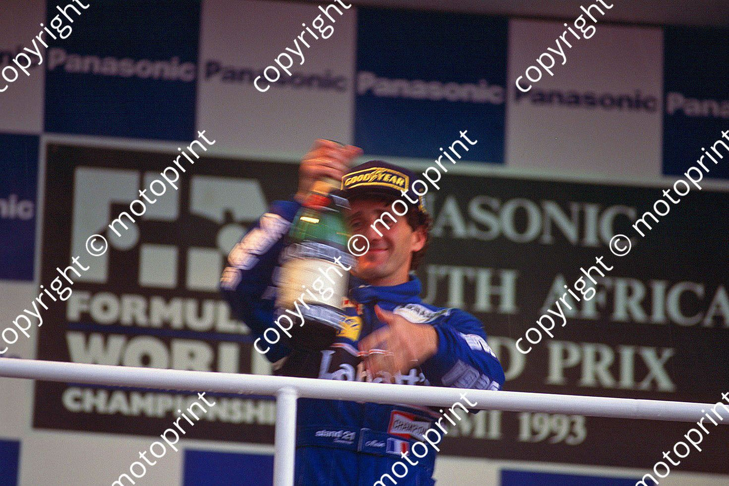 1993 SA GP podium Alain Prost not pin sharp (courtesy Roger Swan) (235)