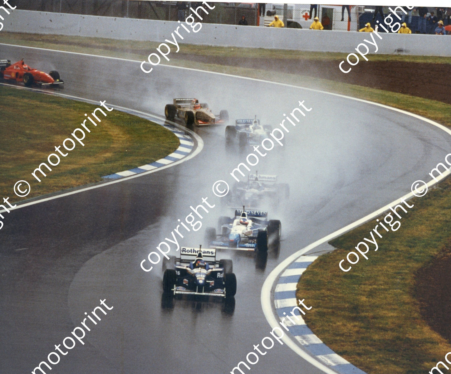 1996 Spanish start in rain Williams vs Benetton