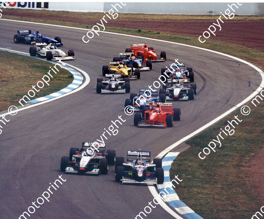 1997 Spanish start Coulthard McL Mercedes MP4-12, Jacque Villeneuve, Schumacher, NOTE MIDFIELD CARS