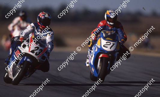 1997 Welkom MC 21 Michael Dickinson Honda CBR F3 23 Brad Anassis Suzuki GSXR (Watling Photo) (2)