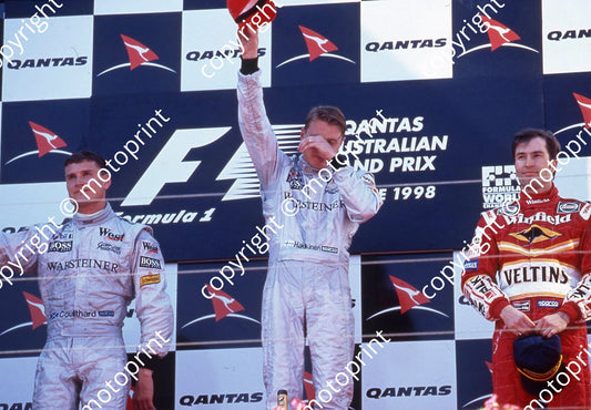 1998 Australian GP podium Coulthard, Hakkinen, Frentzen 076