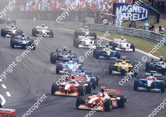 1998 Hungarian  GP start 2 FW20 Villeneuve, Frentzen (9)