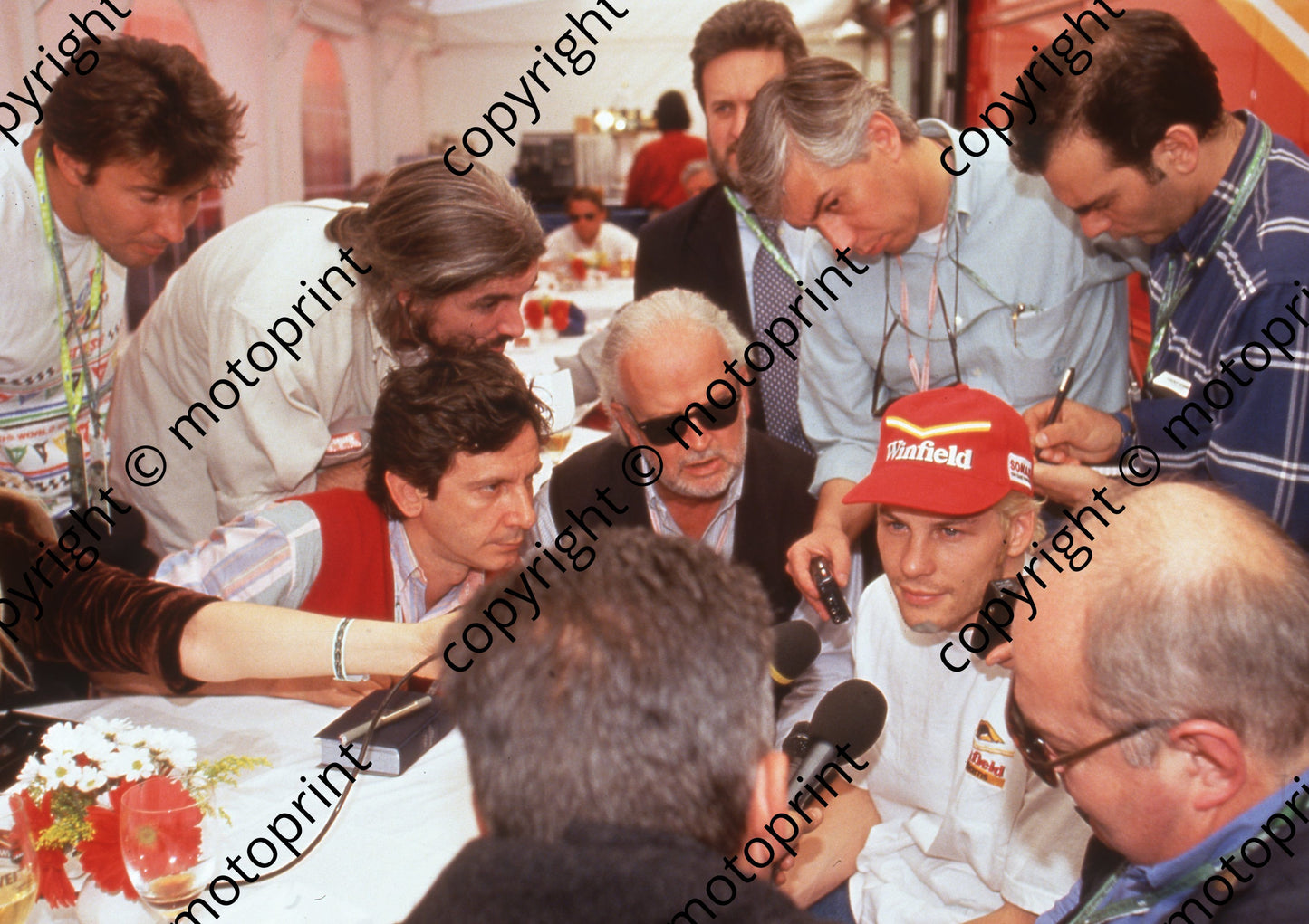 1998 San Marino GP Jacques Villeneuve and media press 4th Williams FW20 (11)