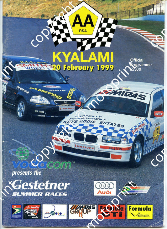 1999 Feb Kyalami  Cover, entries Bankfin, Gp N, Polo Cup, GTi, FV