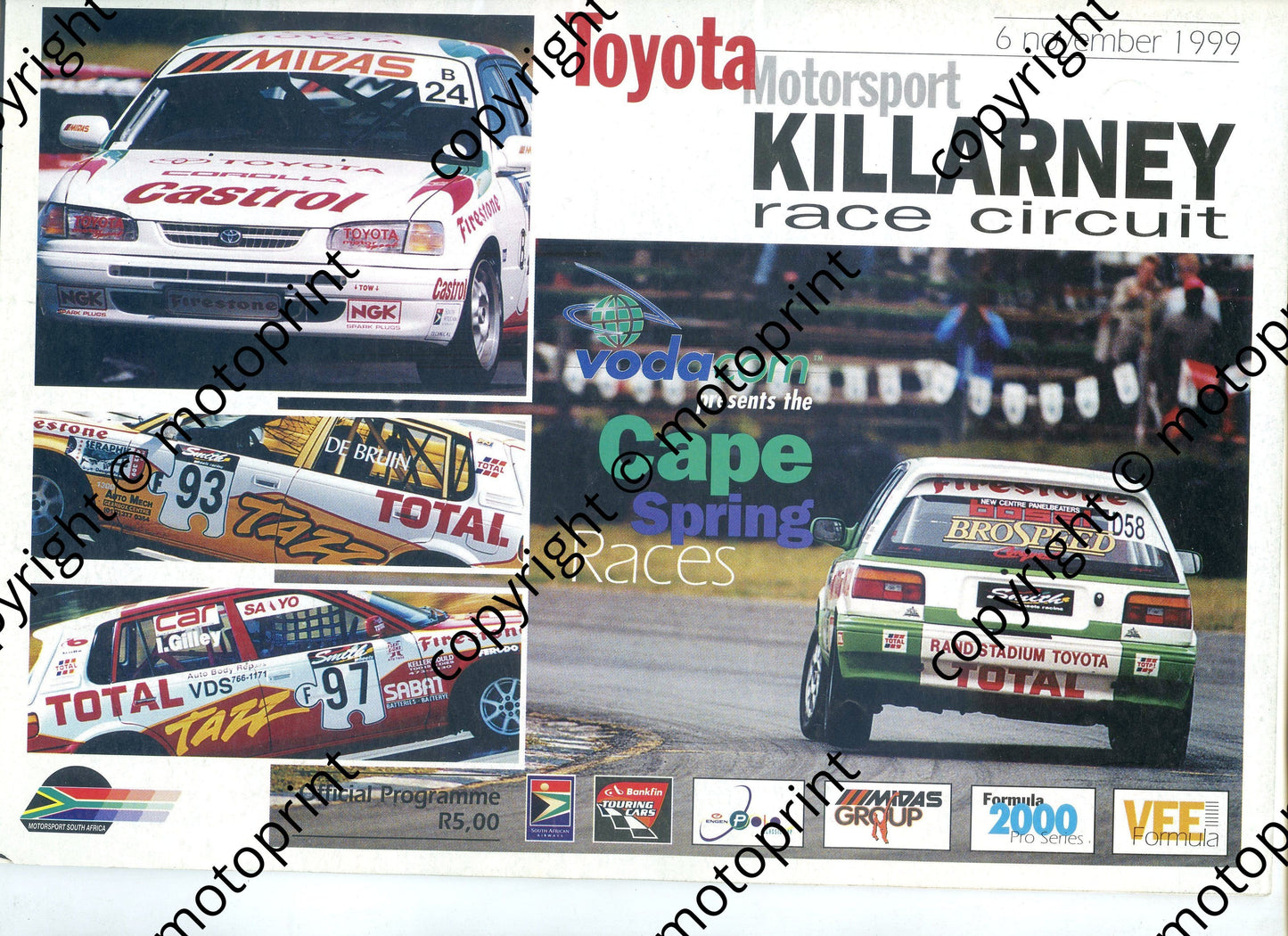 1999 Nov Killarney Cover, entries Polo Cup, Gp N, F2000 Pro (GTi), FV, MC, Classic cars.