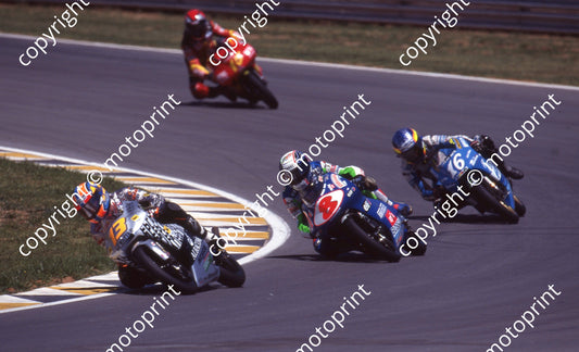1999 Phakisa SA GP 125 13 Melandri Honda 8 Scalvini Aprilia 16 Sanna Honda (Watling Photo) (2)