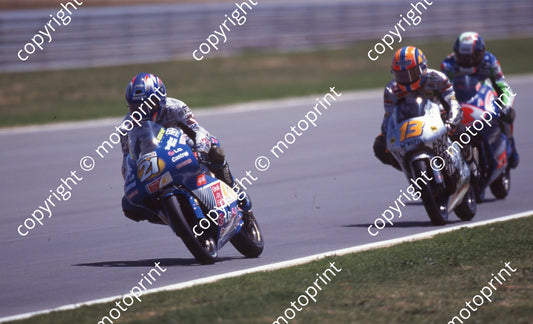1999 Phakisa SA GP 125 21 Arnaud Vincent Aprilia 1st 13 Marco Melandri Honda (Watling Photo)