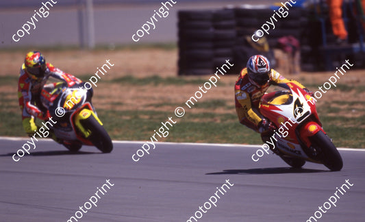 1999 Phakisa SA GP 250 4 Tohru Ukawa Honda 46 Valentino Rossi Aprilia (Colin Watling Photographic) (1)