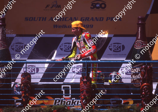 1999 Phakisa SA GP 250 podium 46 Valentino Rossi 1st Aprilia (Watling Photo) (1)