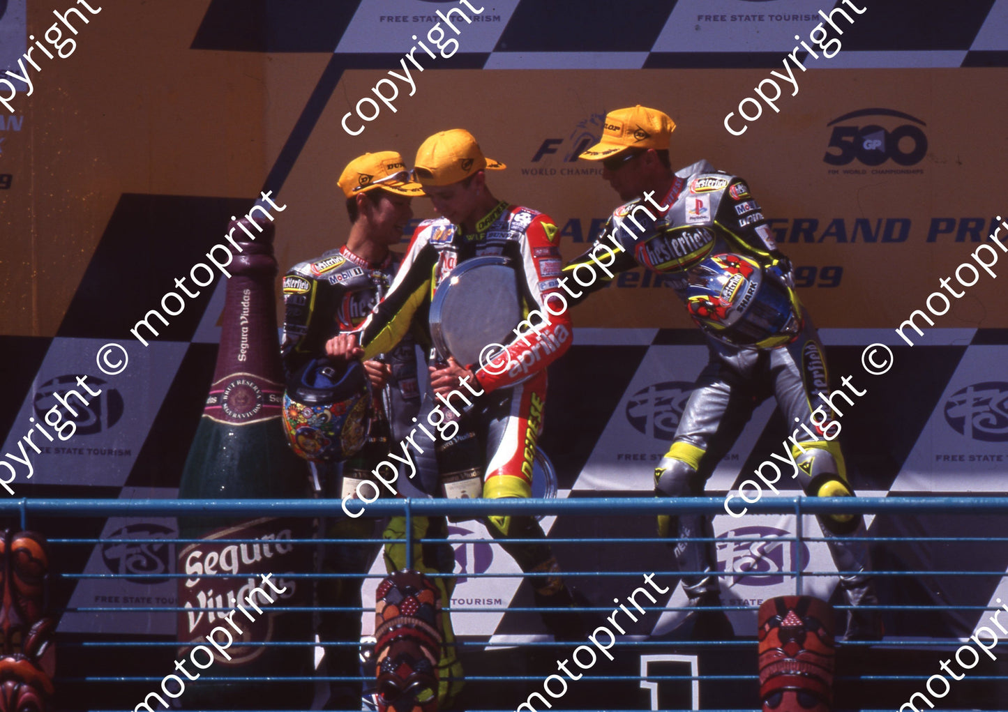 1999 Phakisa SA GP 250 podium Nakano 2nd Rossi 1st Jacque 3rd (Watling Photo) (6)