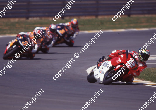 1999 Phakisa SA GP 500 0 2 Max Biaggi Yamaha 3 Criville, 15 Gibernau 8 Okada Honda Repsol team (Watling Photo)2