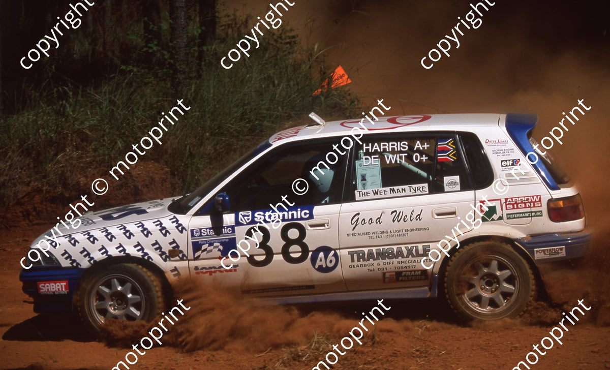 At38 Rally 1999 Tour Natal Rally 38 Chris de Wit, Alec Harris Toyota (Colin Watli ...